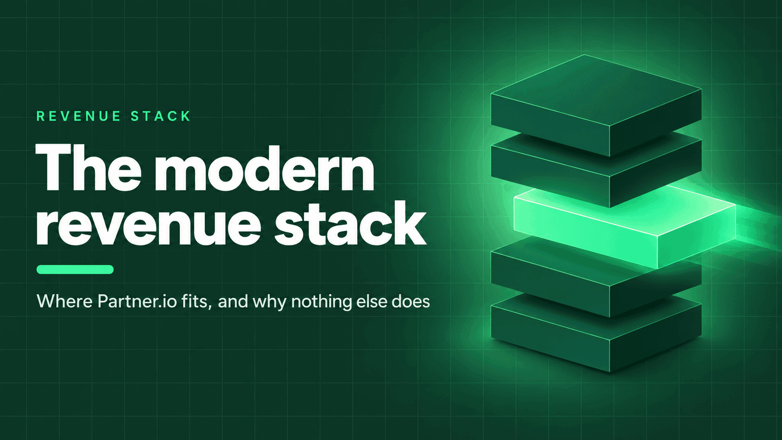 The modern revenue stack drawn as layers, with a glowing partner layer sliding into place in the middle